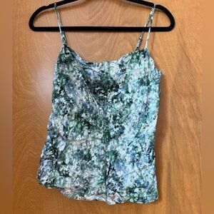 Vince Green and White Floral Silky Camisole
